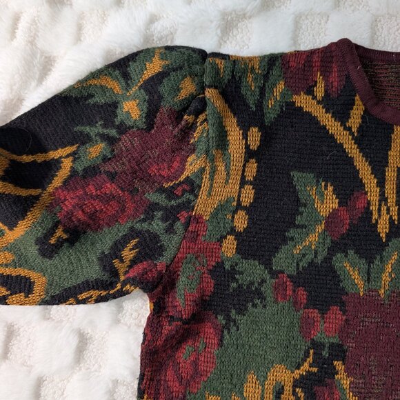 VINTAGE Art deco floral knit sweater - Picture 5 of 10